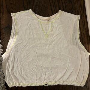 Free people movement, cropped workout tank with neon green stitching, size M
